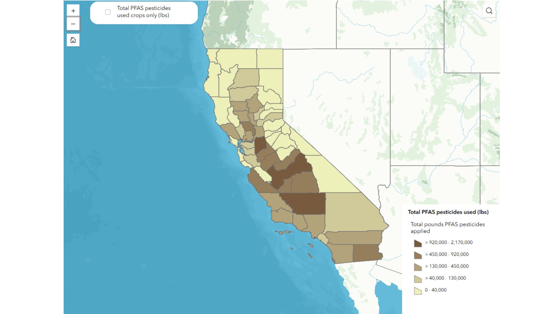 California Map Shows Where Harmful Pesticides Are Used on Major Crops