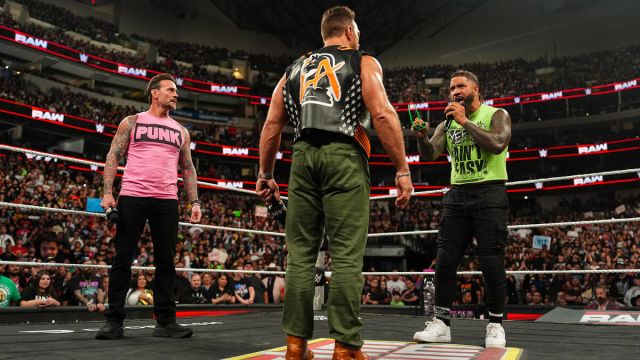 WWE Raw promo featuring CM Punk, Jey Uso, and LA Knight