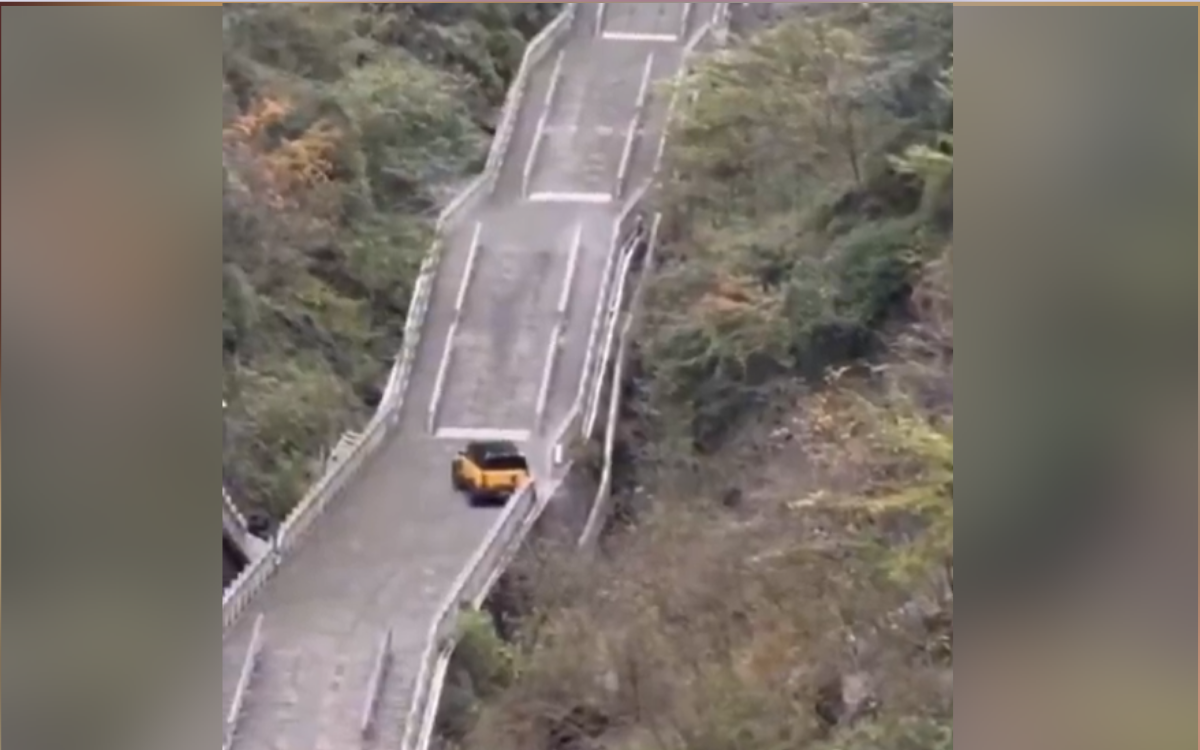 Chinese Car Attempts To Drive Up 'Heaven's Gate,' Crashes Through Guardrail
