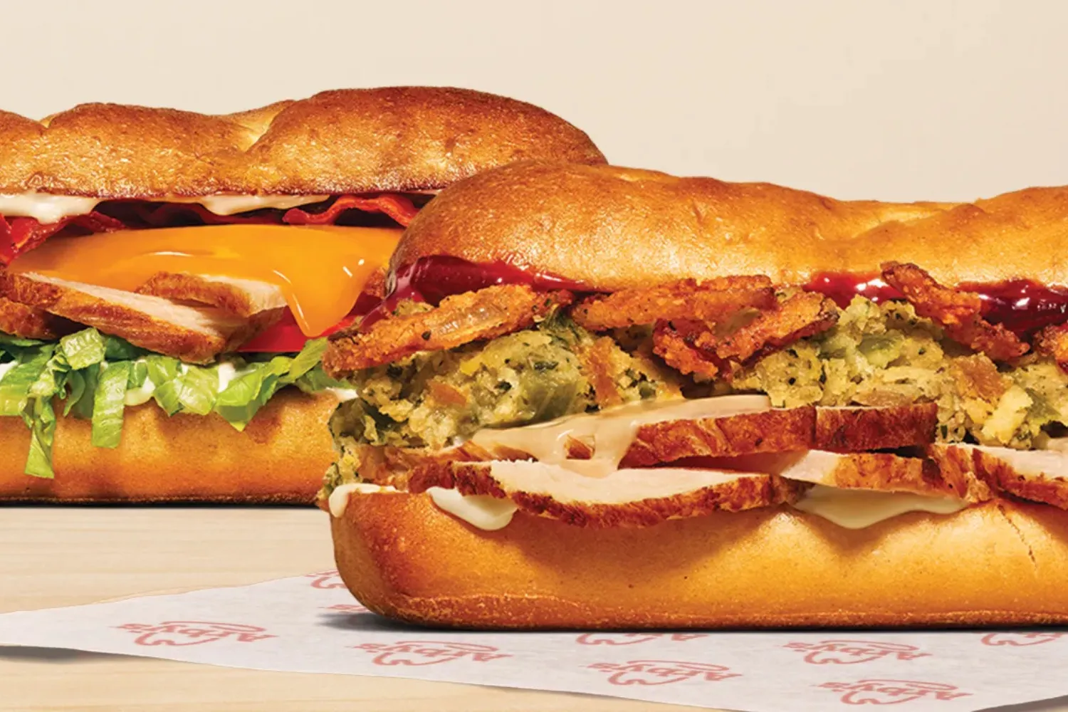 Pictures of the Arby’s deep fried turkey gobbler and deep fried turkey club.