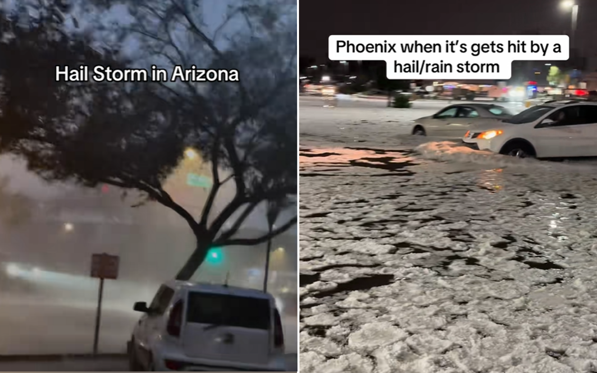 Watch Aftermath of Arizona Hail Storm As Roads Flood, Temperatures Plunge