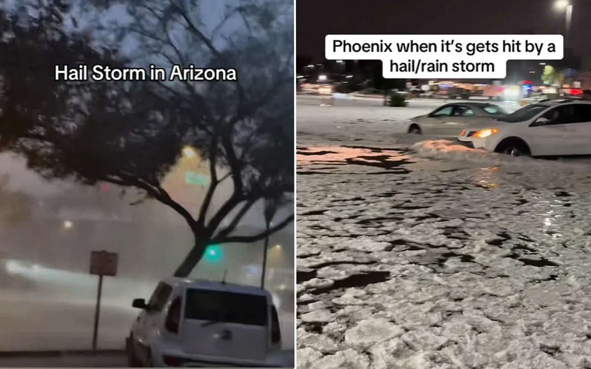 A hailstorm in Phoenix, Arizona.
