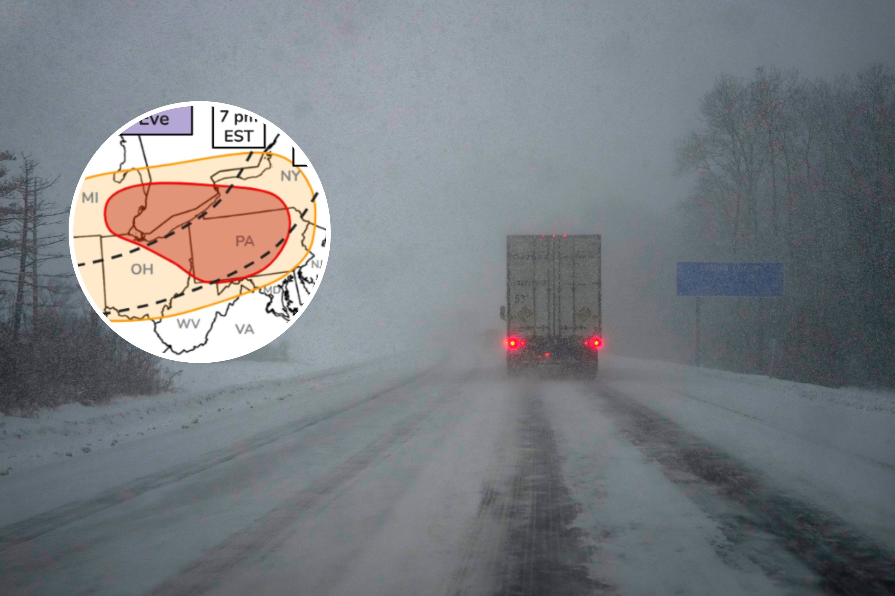 New Year's Eve Travel Warning Issued for Several States Amid Snow Squalls