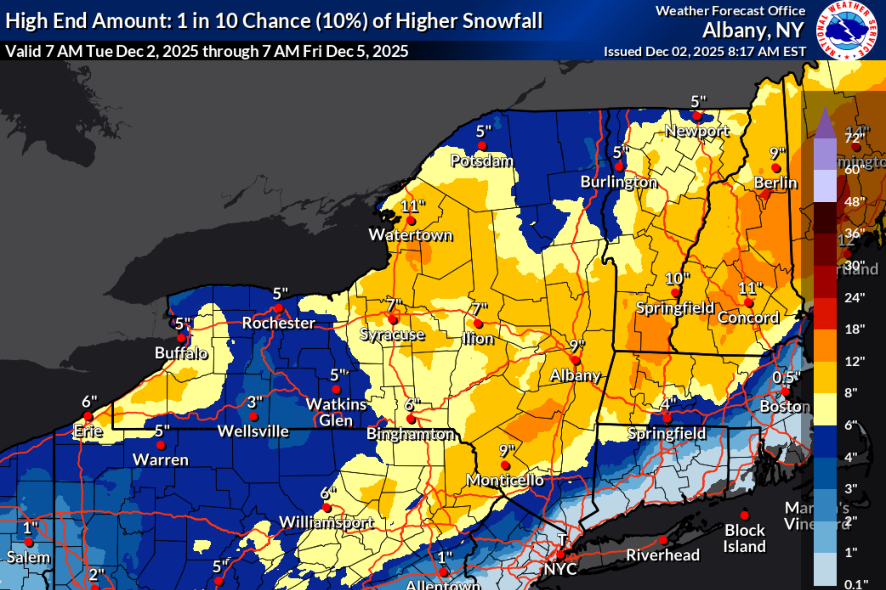 Map Shows How Much Snow Will Hit New York Amid Winter Weather Warnings