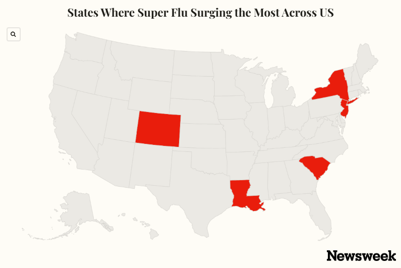 Map Shows States Where Super Flu Is Surging the Most Across US