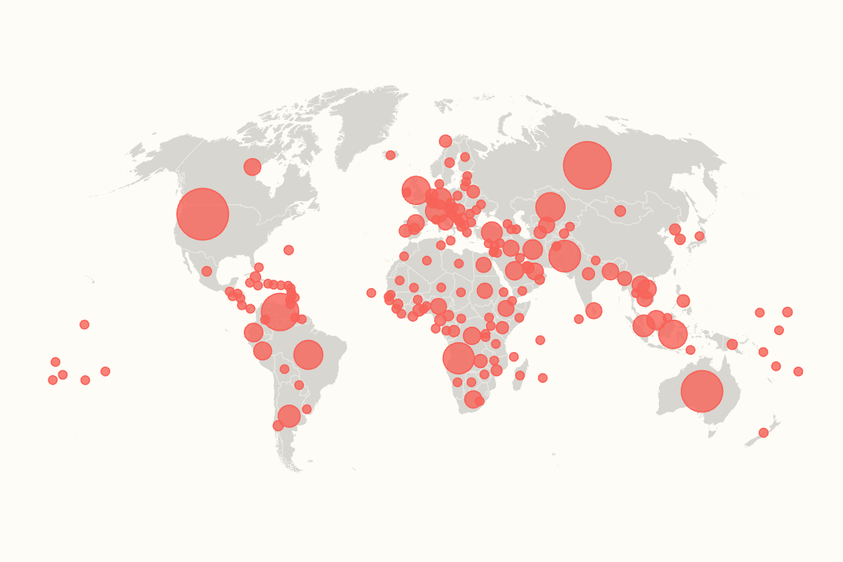 Mapa mundial que muestra países con préstamos chinos