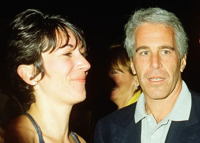 Ghislaine Maxwell and Jeffrey Epstein attend a party at the Mar-a-Lago club in Palm Beach, Florida, on February 12, 2000.