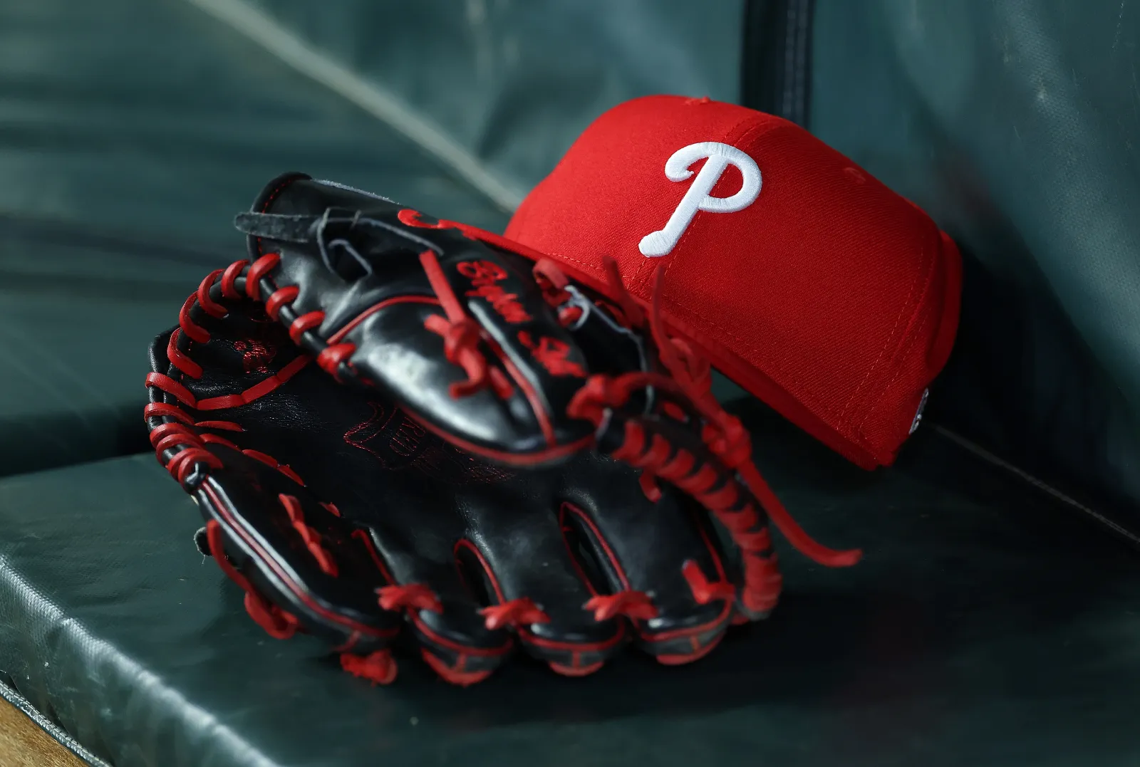 Phillies hat and glove
