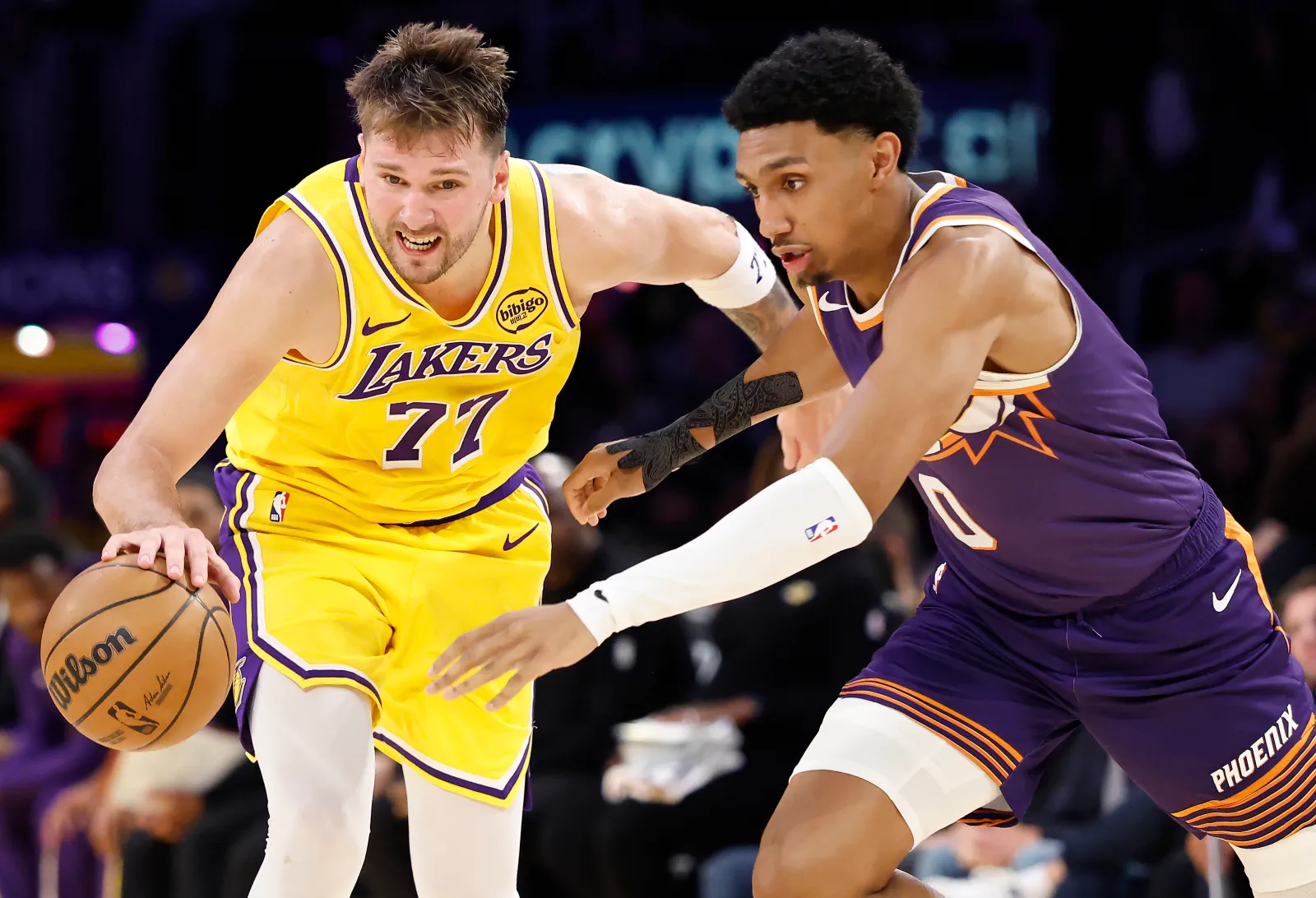 Los Angeles Lakers star Luka Doncic against Phoenix Suns