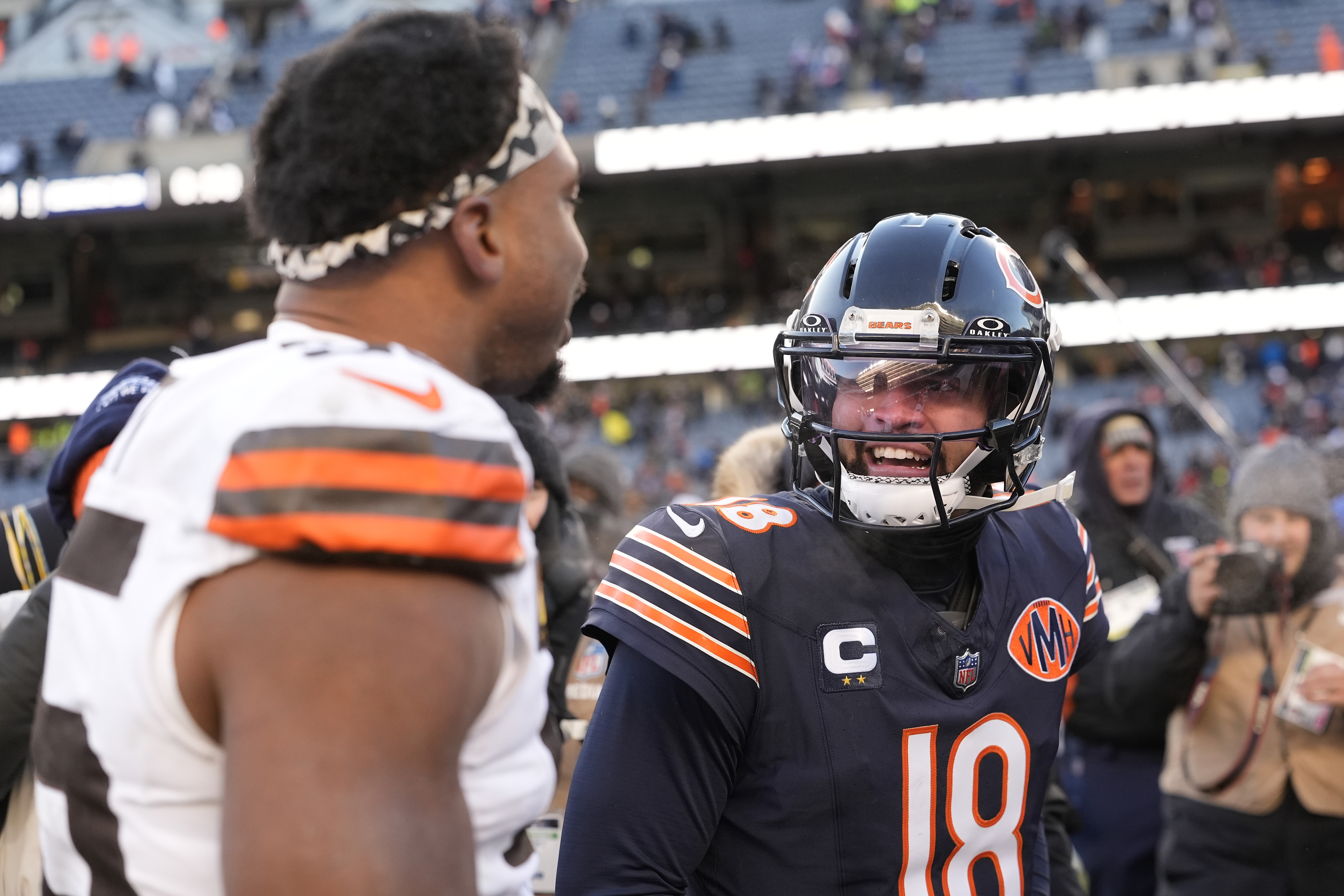 Postgame Exchange Between Caleb Williams, Myles Garrett Gets Attention