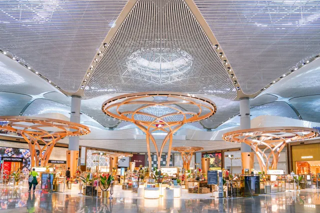 A view of a duty free shopping area of Istanbul Airport.