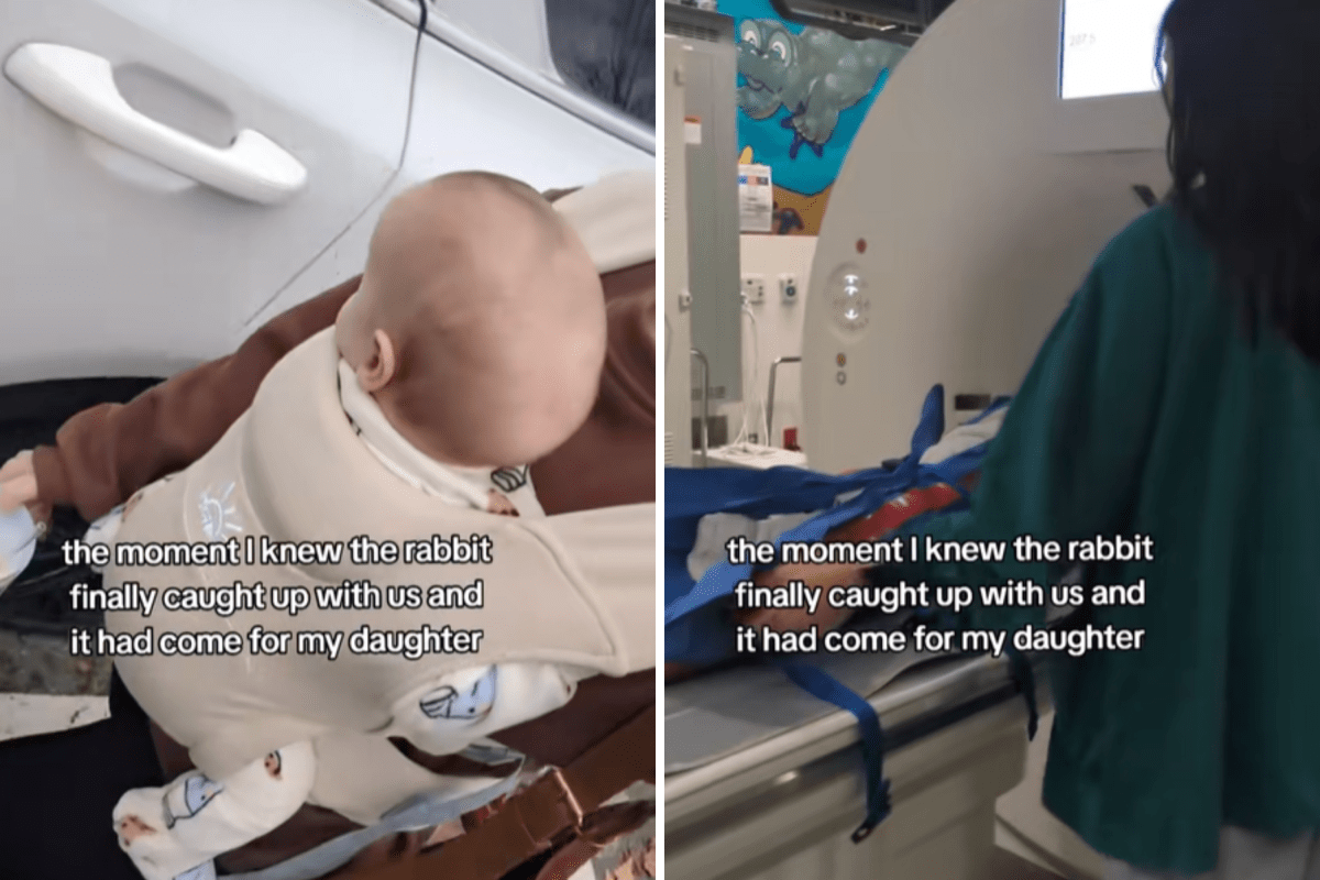 A mãe teve um ferimento de cesariana e 2 semanas depois percebeu que a cabeça do bebê não estava normal.