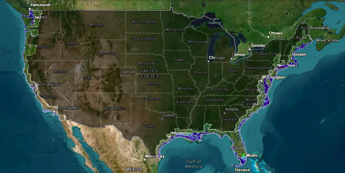 Map Shows US Cities That Could Go Underwater if Sea Levels Rise 10 Feet ...