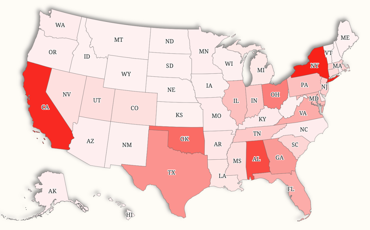 El mapa SNAP muestra las tasas de beneficios robados en todo EE. UU.