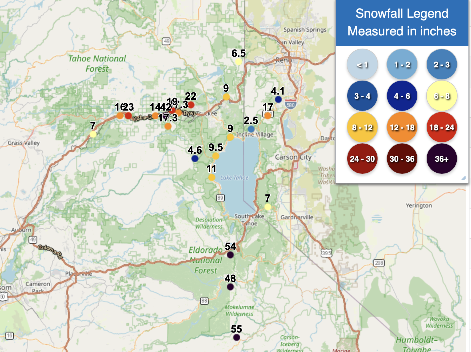 Maps Reveals Huge Snow Totals in New York, California Over Last 24 Hours