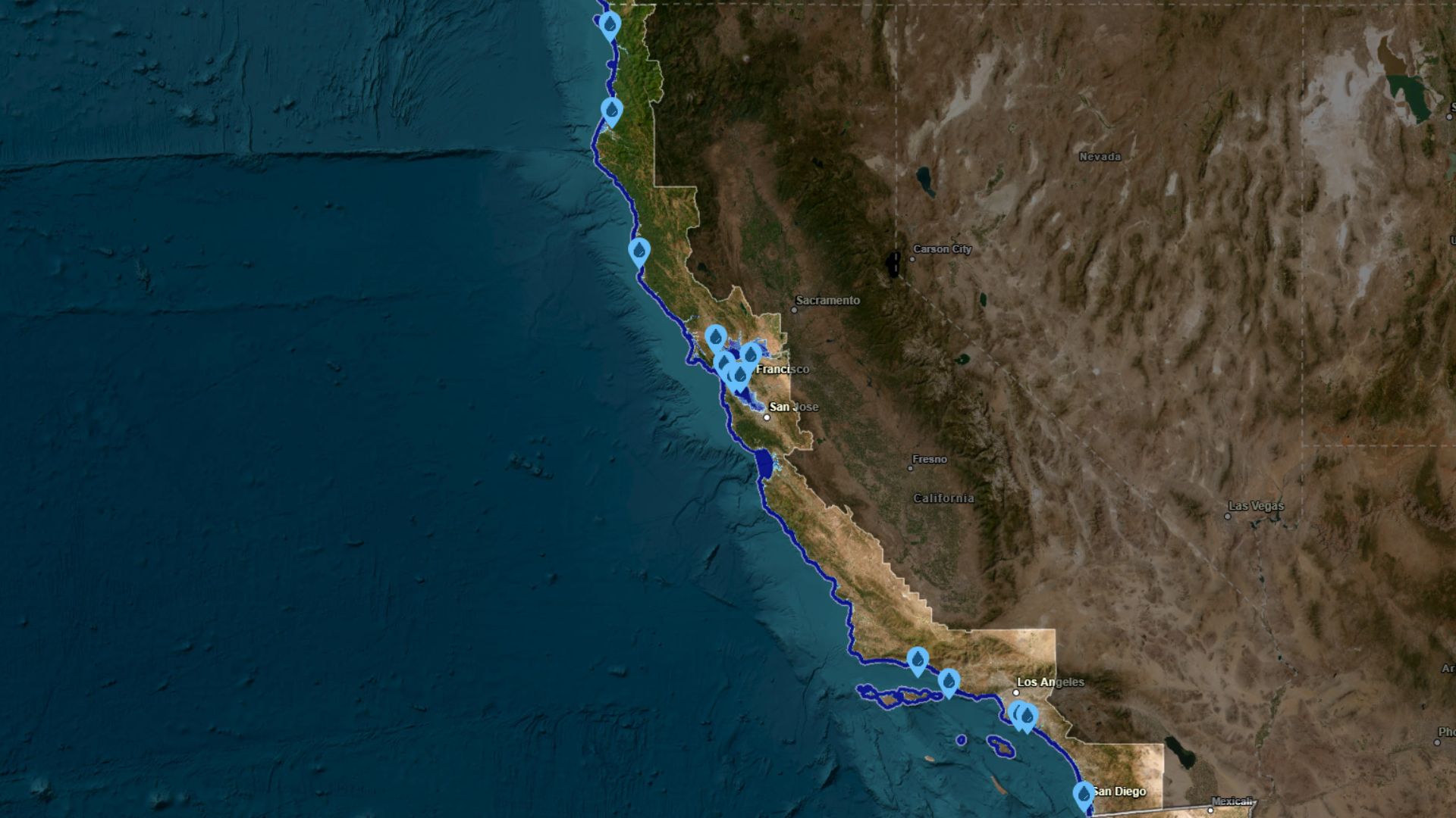 California Map Shows Cities That Could Go Underwater if Sea Levels Rise