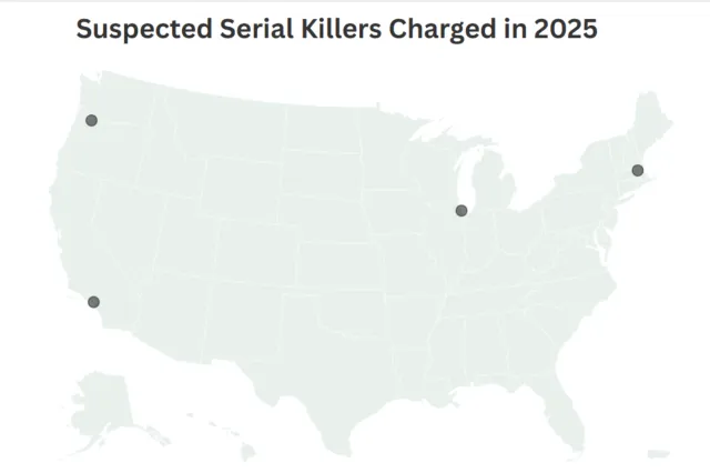 Map Shows Four Suspected Serial Killers Charged in 2025 - Newsweek