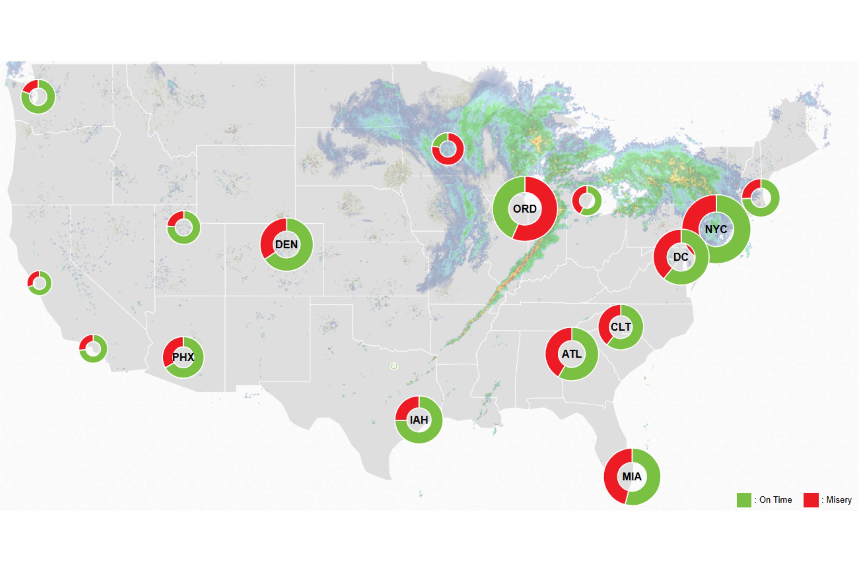 Flight Delay ‘Misery Maps’ Show Worst Impacted Airports Amid Weather Alerts