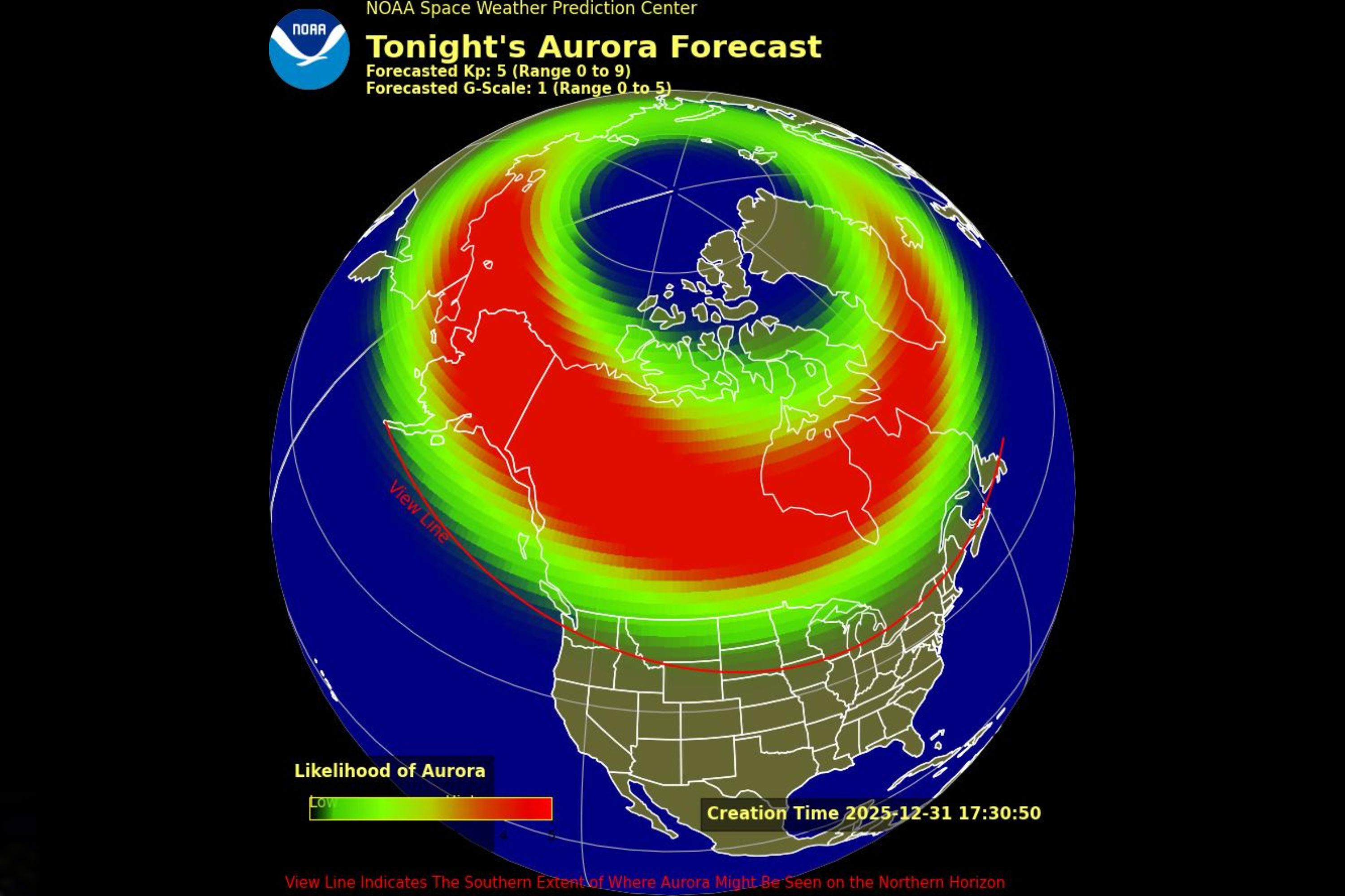Map Shows States Where You Can See Northern Lights Tonight