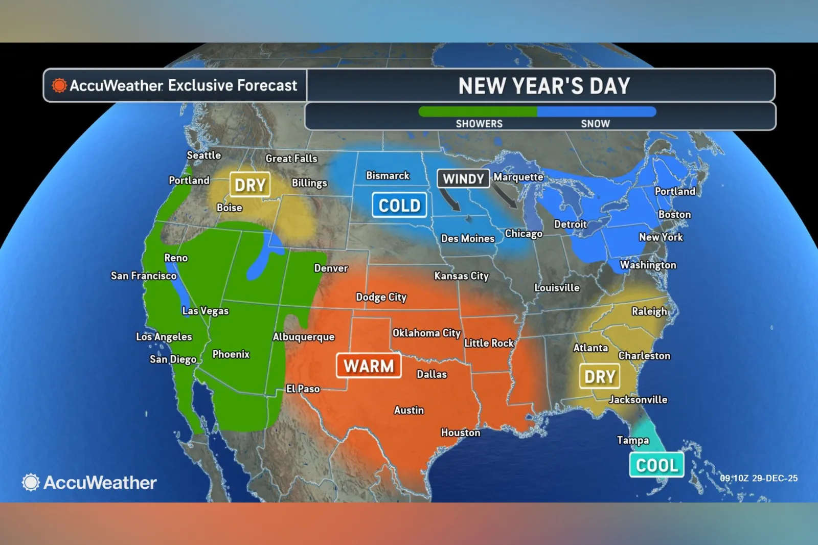 Map Shows New Year's Eve Weather in Each State - Newsweek