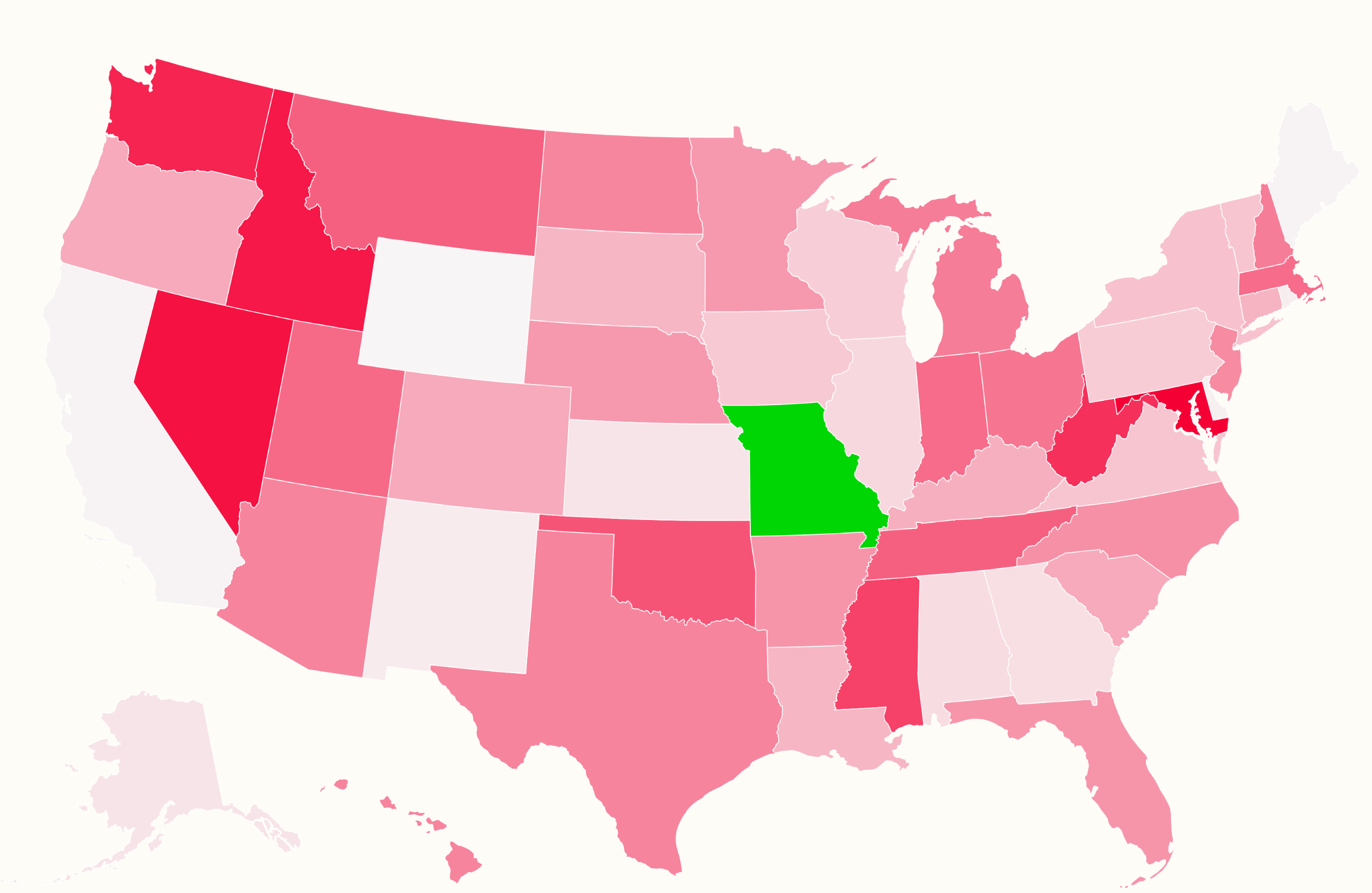 Map Shows States Where Debt is Growing Fastest