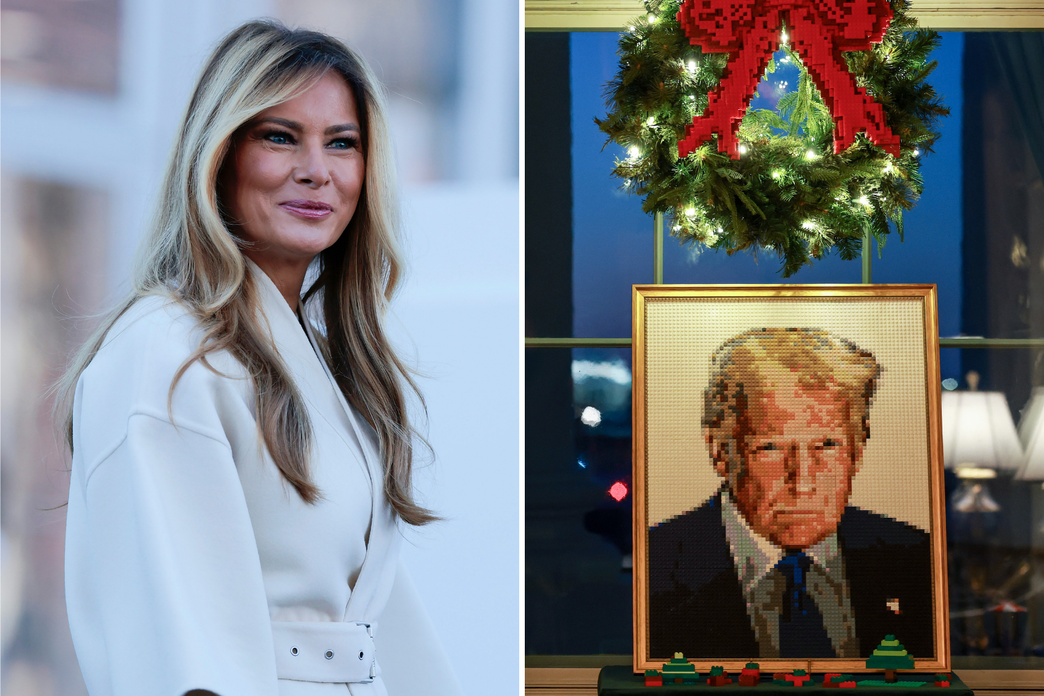 The Surprise Second Lego Portrait in Melania Trump’s Christmas Decor