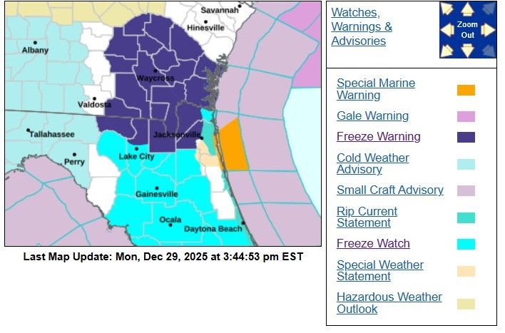 Florida freeze warning map shows cities facing chilly temperatures ...