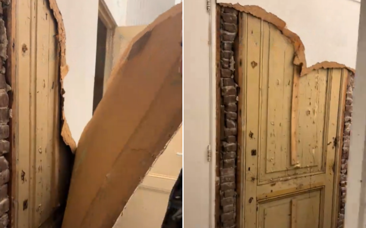 La pareja que protegía la casa encontró una puerta escondida detrás de la pared en lo que había dentro.