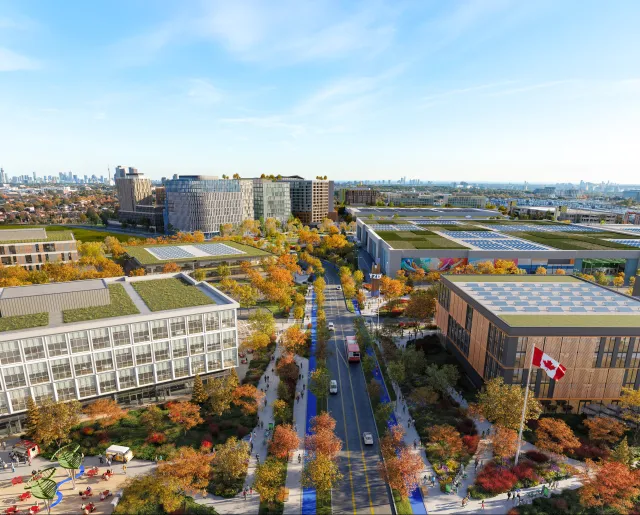 A rendering of a hangars area made into a road as part of the YZD project.