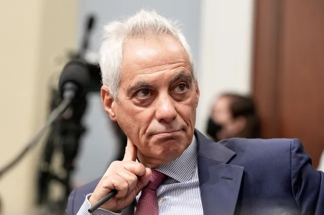Former U.S. ambassador to Japan Rahm Emanuel listens during a House Select Committee on China hearing on Capitol Hill, Wednesday, July 23, 2025, in Washington.