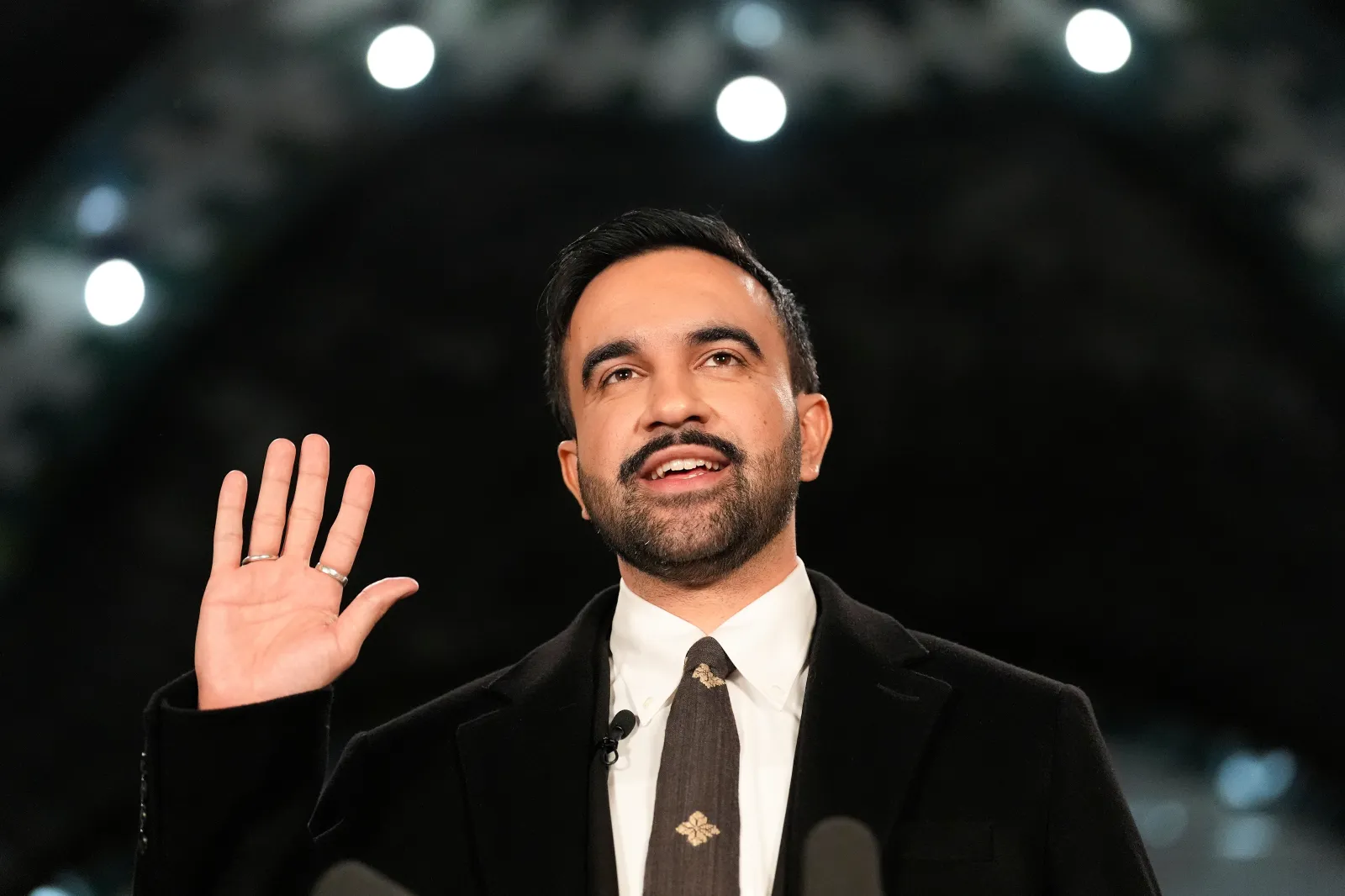 Mayor-elect Zohran Mamdani takes the oath of office during a swearing-in ceremony in the Old City Hall subway station, Thursday, January 1, 2026, in New York.