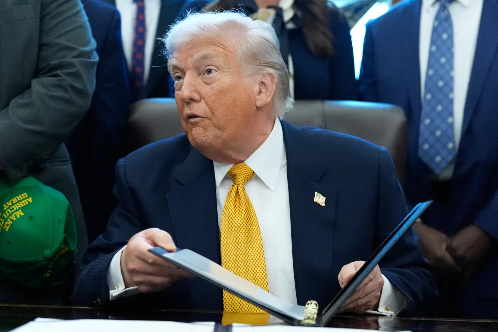 President Donald Trump speaks in the Oval Office of the White House, Wednesday, January 14, 2026, in Washington.