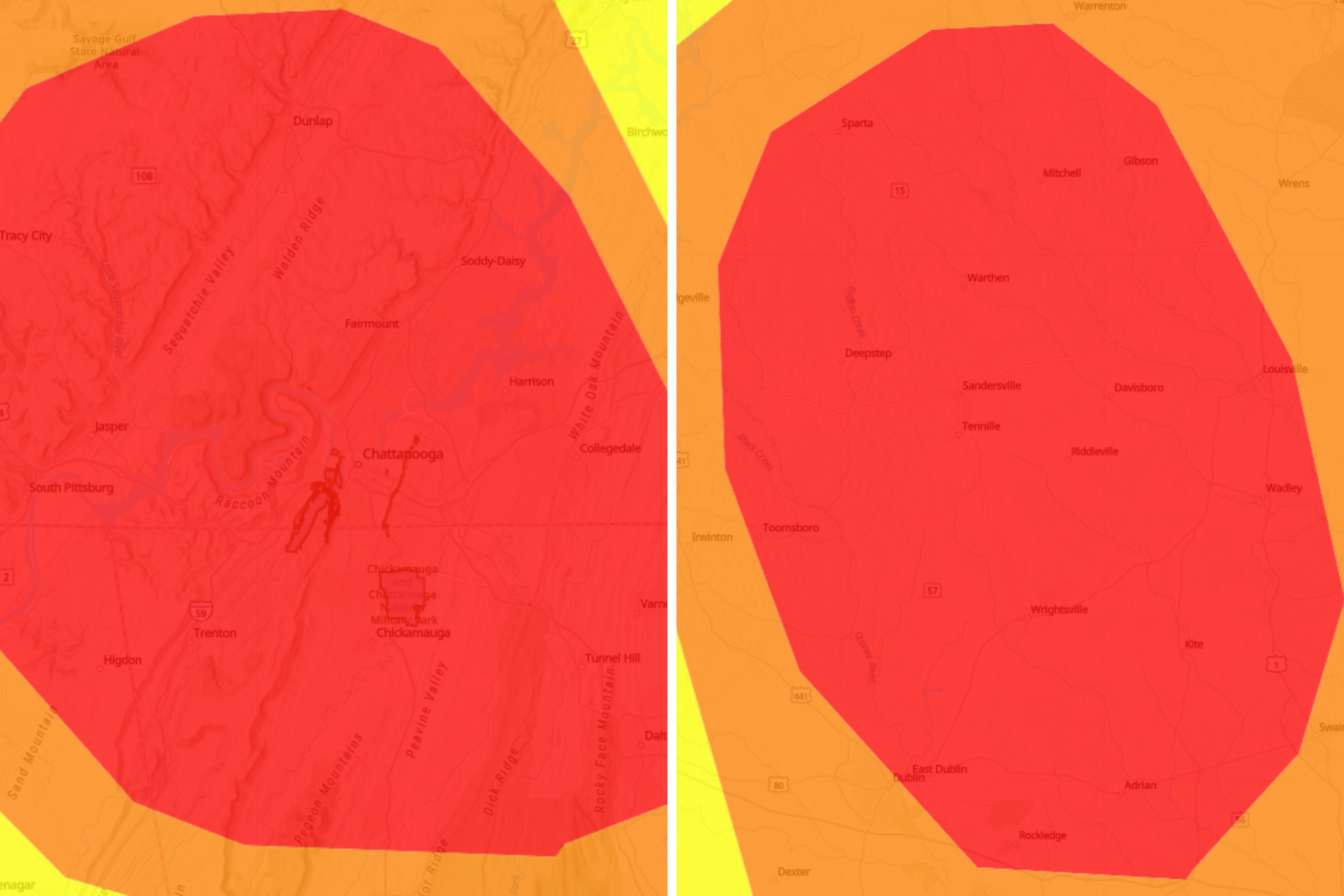Thousands Advised To Stay Inside In Georgia, Tennessee