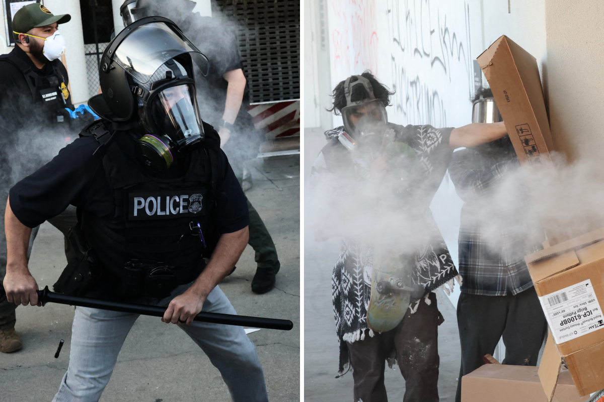 & 039;ICE Out& 039; Protesters Set Dumpster Ablaze In Violent LA Clashes