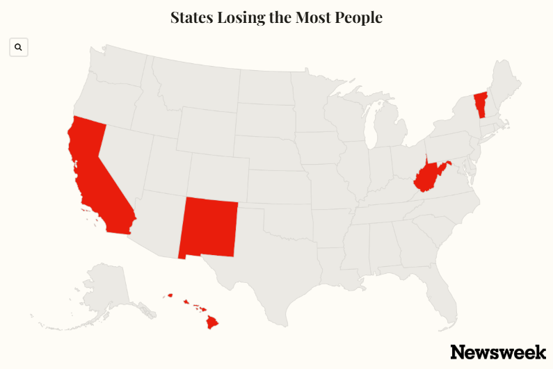Map Shows States Losing the Most People, According to New Census Data