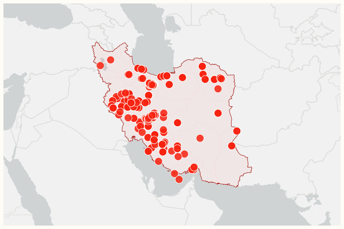 Map Shows Iran Cities Where Protests Are Escalating