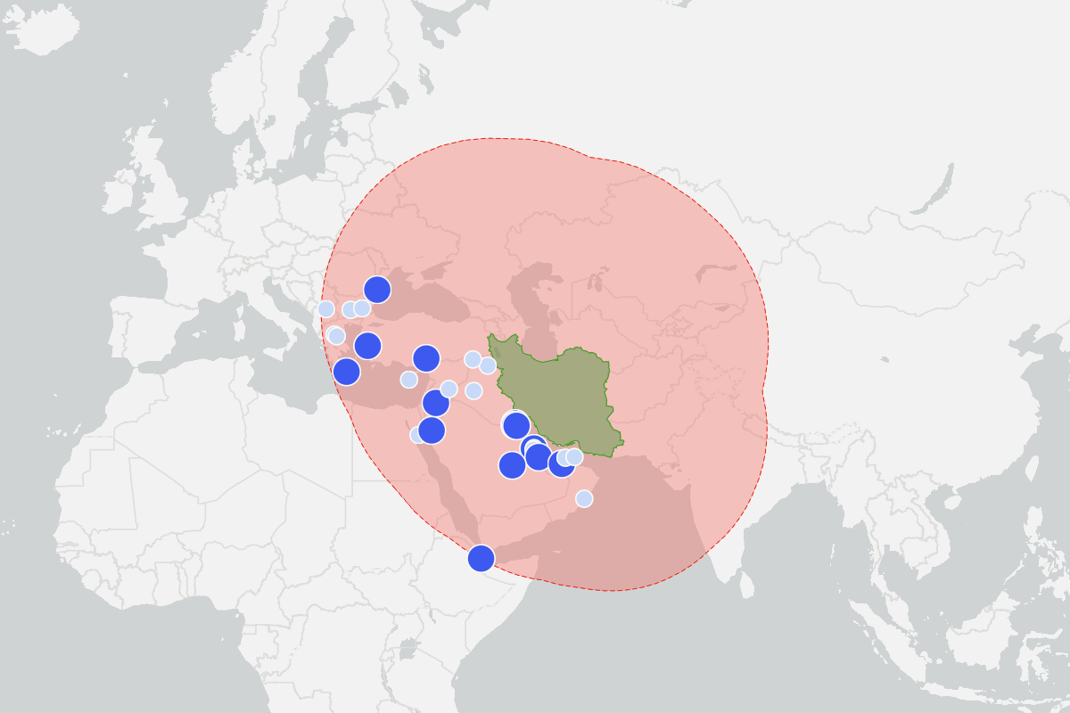 Map Shows US Military Bases in Middle East Amid Iran Strike Threat