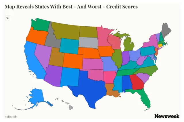 Creic Map Map Reveals States With Best—And Worst—Credit Scores - Newsweek