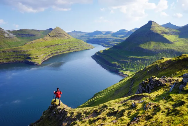 A view of the Funningur fjord on Eysturoy Island of the Faroe Islands.