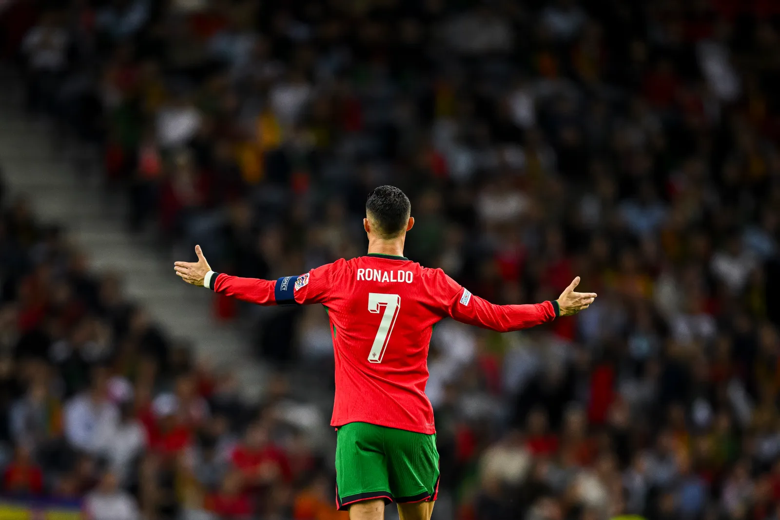 PORTO, PORTUGAL - NOVEMBER 15: Cristiano Ronaldo of Portugal reacts during the UEFA Nations League 2024/25 League A Group A1 match between Portugal and Poland at Estadio do Dragao on November 15, 2024 in Porto, Portugal. (Photo by Octavio Passos/Getty Images)