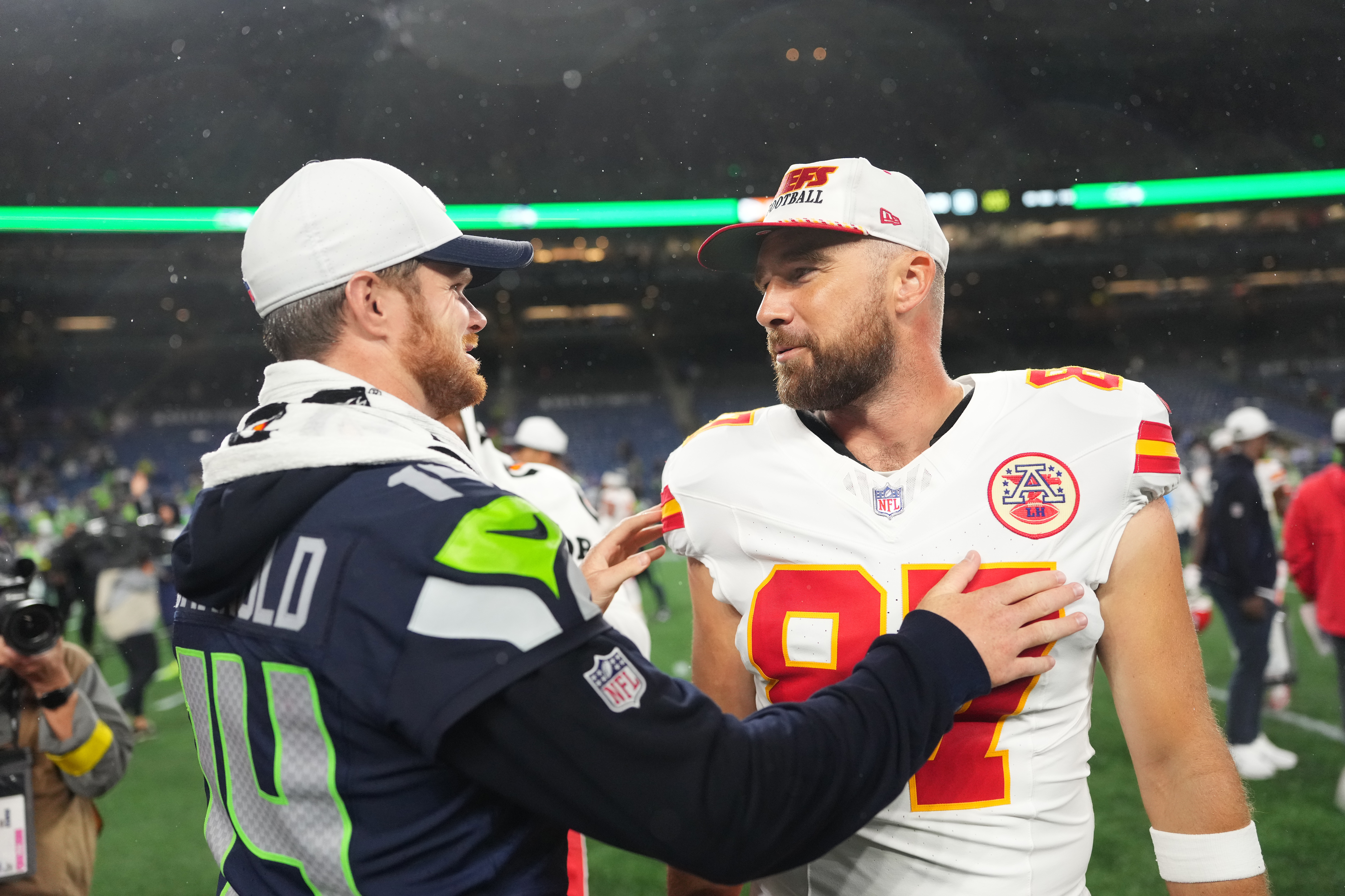 Sam Darnold Draws Strong Words From Travis Kelce Ahead of Super Bowl
