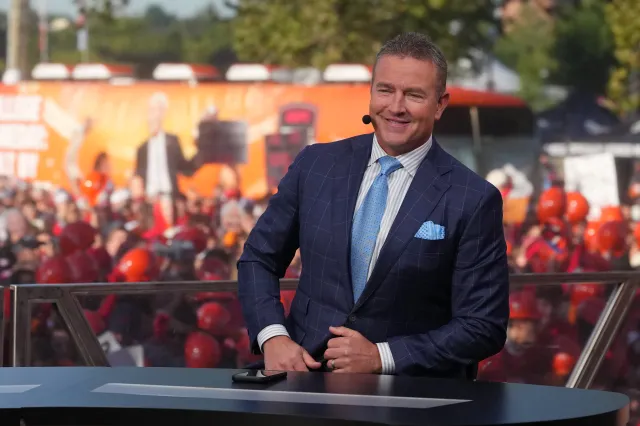 COLUMBUS, OHIO - AUGUST 30: Kirk Herbstreit on the set of College GameDay at Ohio Stadium on August 30, 2025 in Columbus, Ohio. (Photo by Jason Mowry/Getty Images)