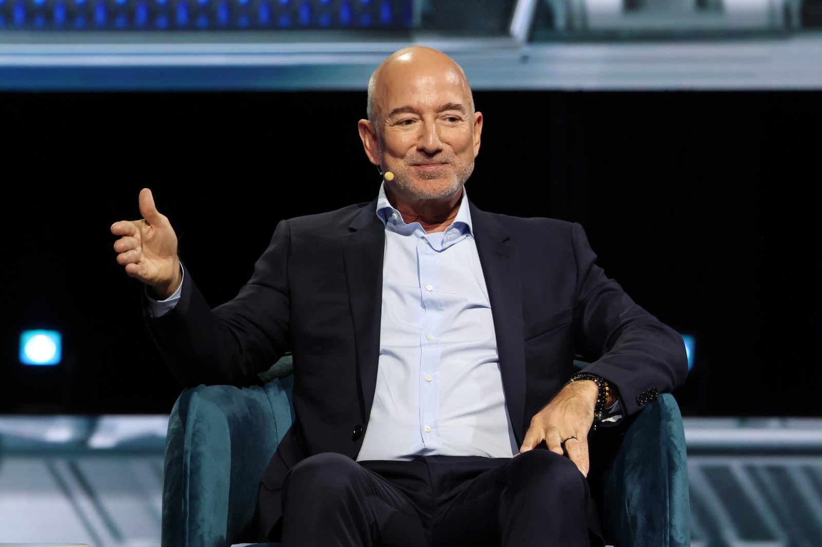  Jeff Bezos, Founder and Executive Chairman of Amazon speaks onstage during day two of the America Business Forum at Kaseya Center on November 6, 2025 in Miami, Florida.
