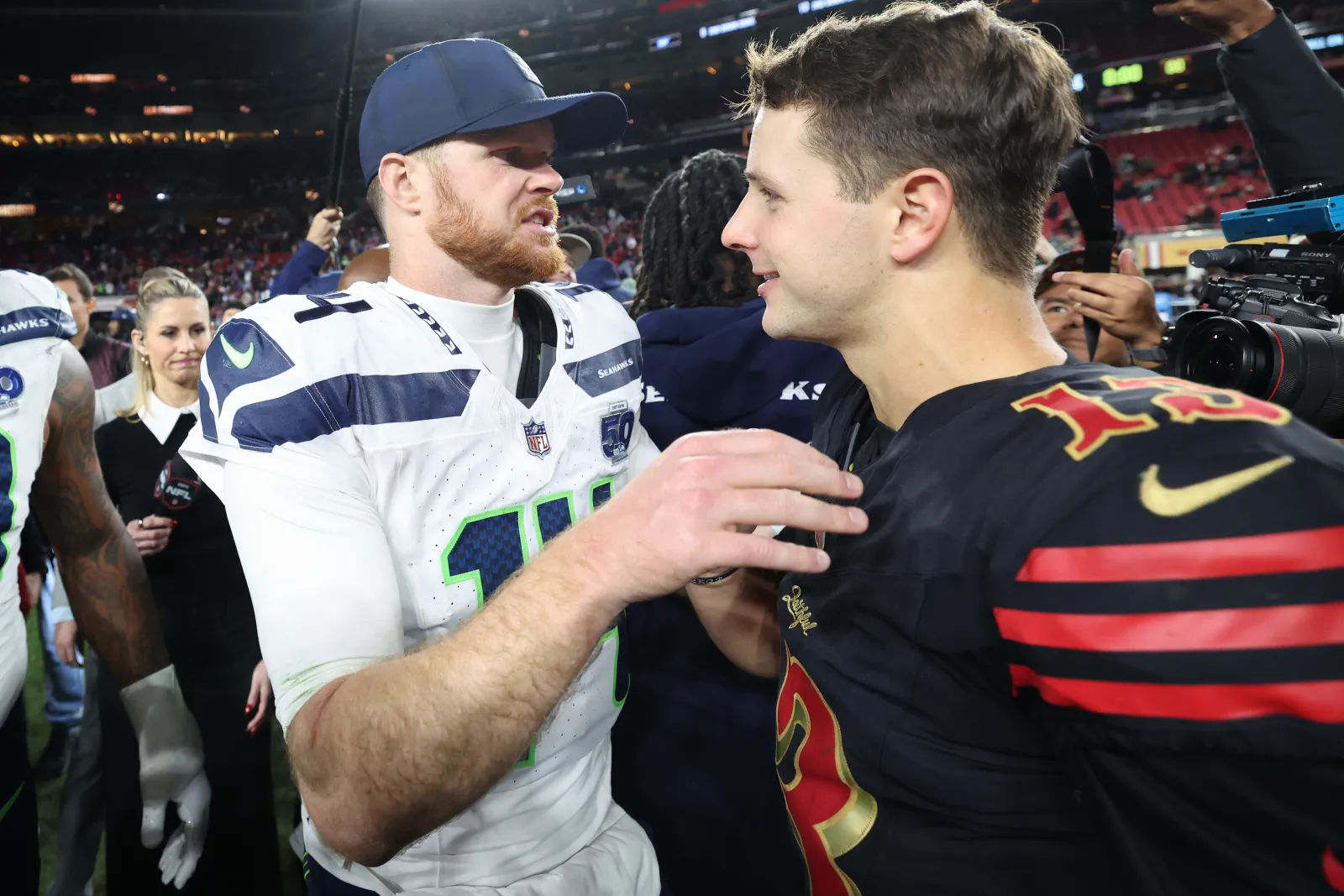 Sam Darnold delivered a postgame message to Brock Purdy.