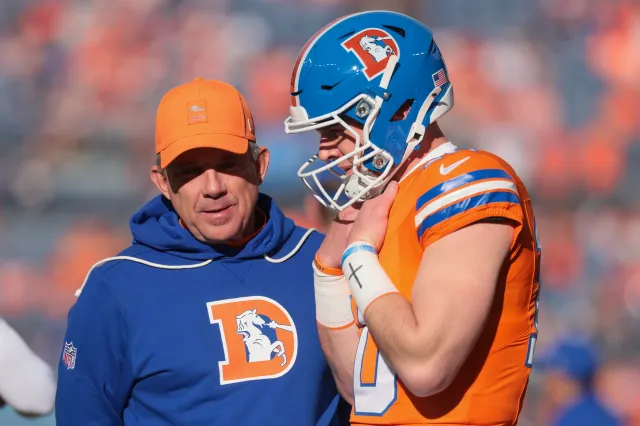 Denver Broncos head coach Sean Payton and quarterback Bo Nix