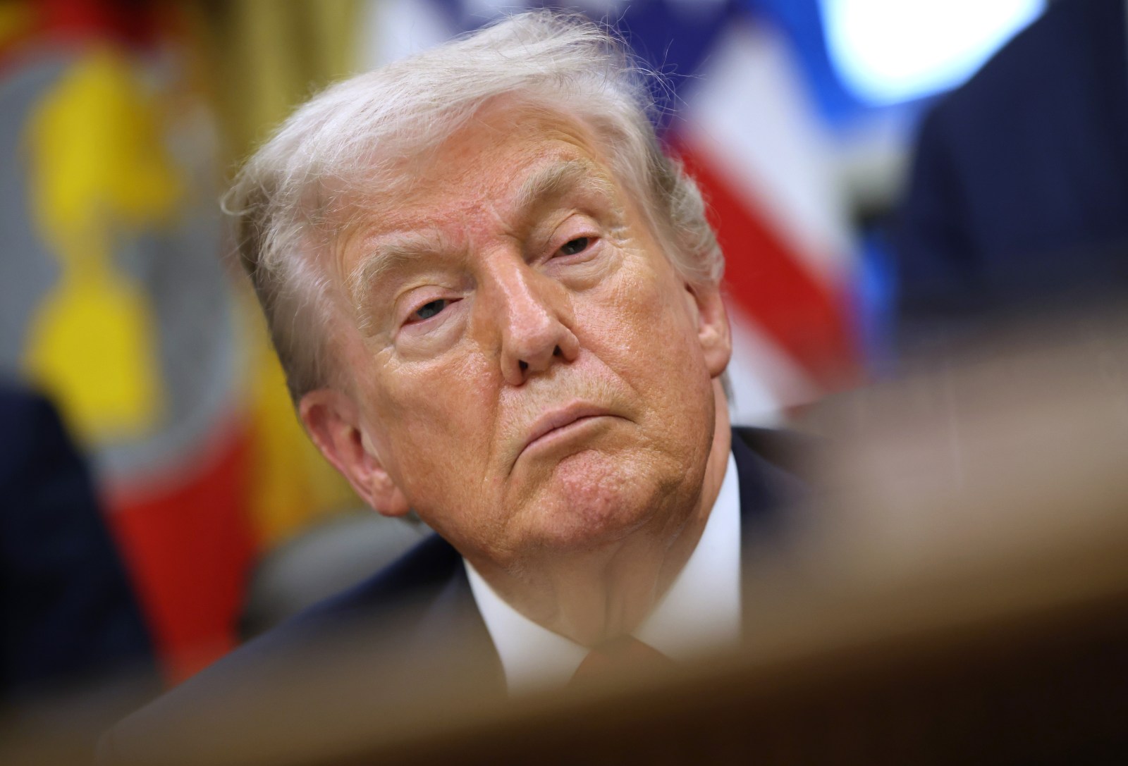 U.S. President Donald Trump looks on in the Oval Office at the White House on January 29, 2026 in Washington, DC. 
