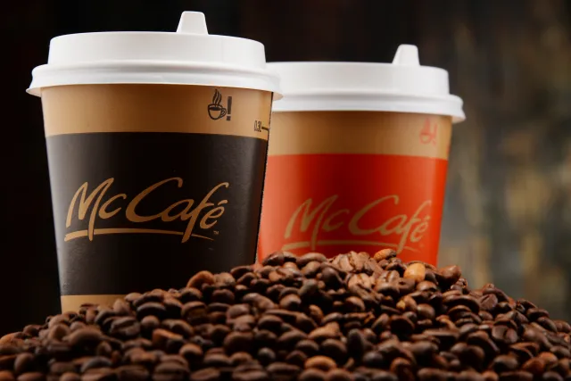 Stock image of coffee from McCafé, a coffee-house-style food and drink chain, owned by McDonald's