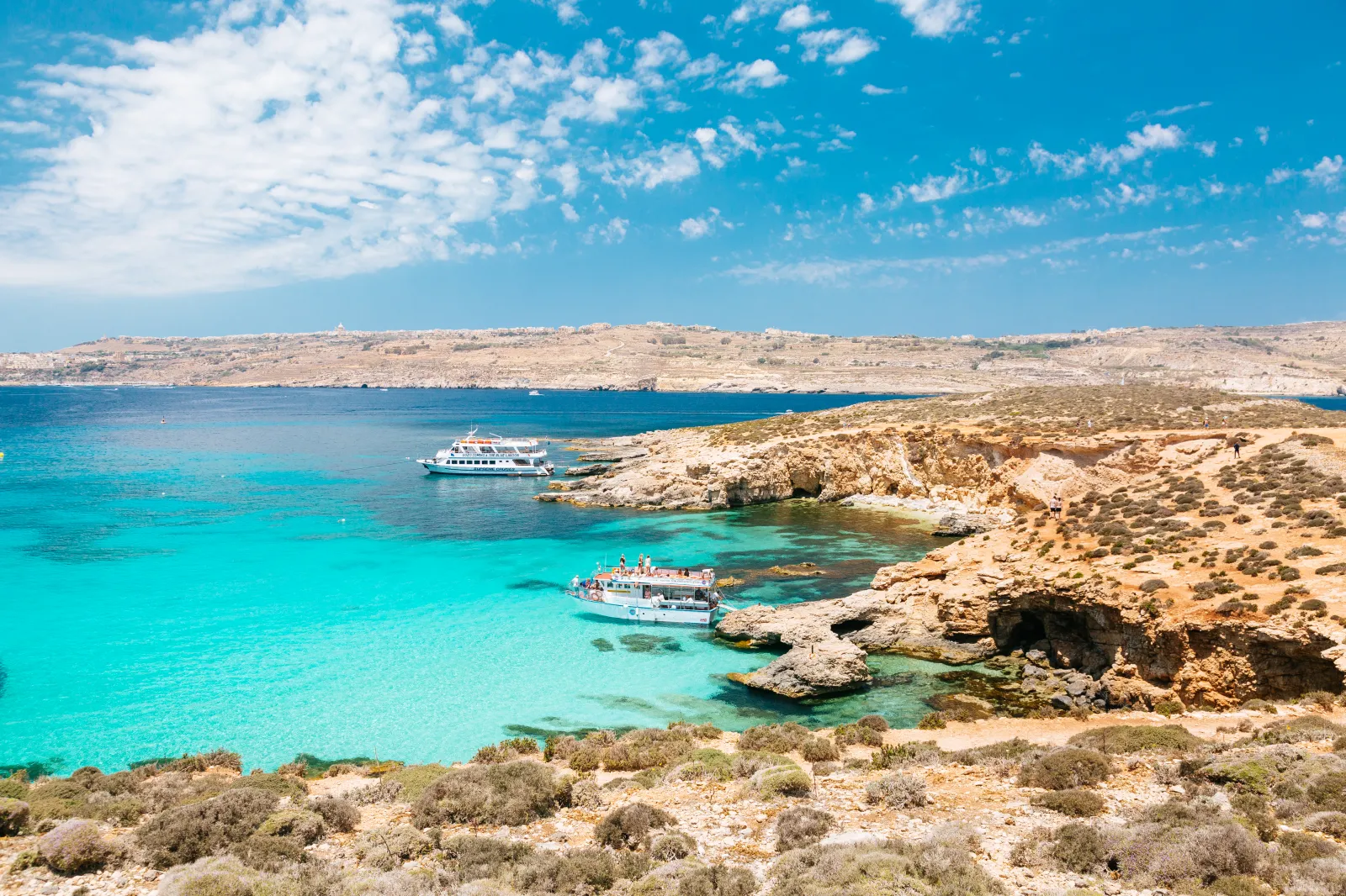 Blue Lagoon on Comino Island in Malta.