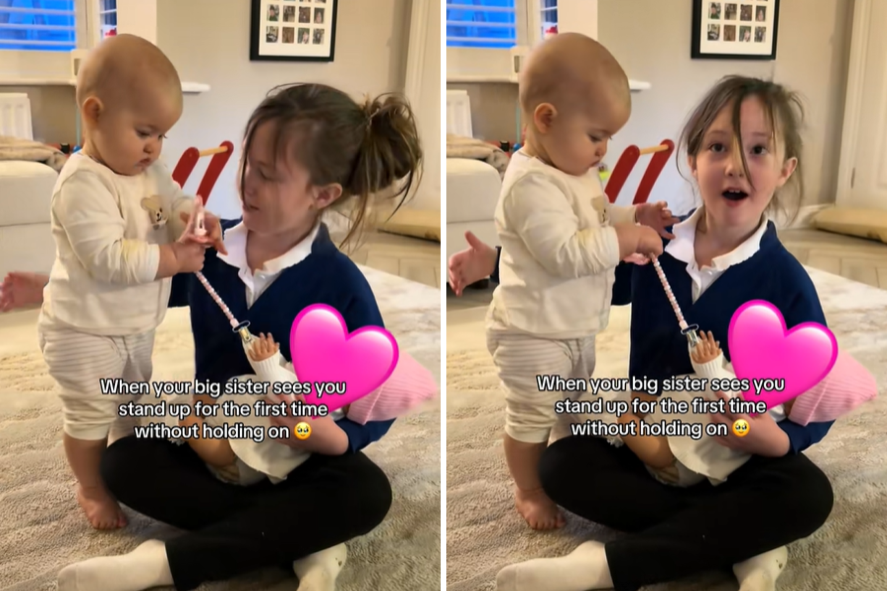 Girl Sees Baby Brother Stand for First Time—Mom Stunned by Reaction