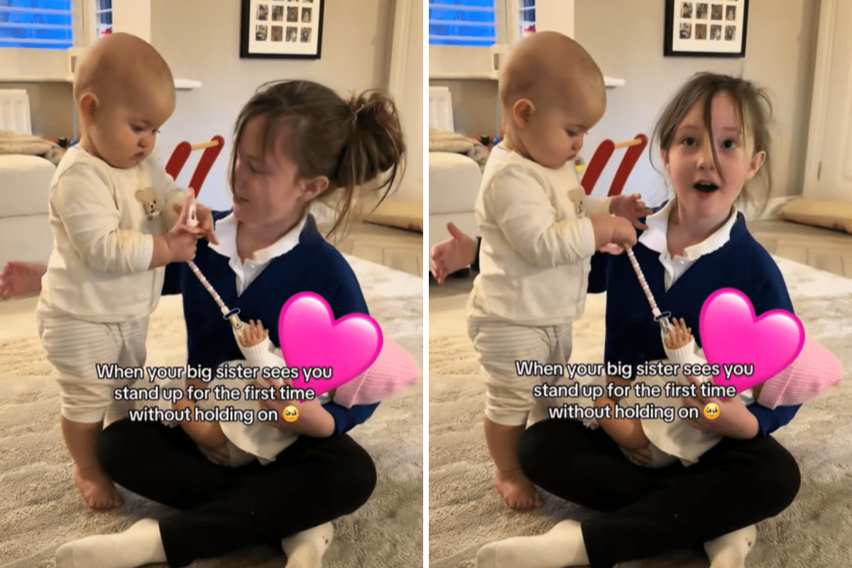 Girl Sees Baby&nbsp;Brother Stand for First Time&mdash;Mom Stunned by Reaction